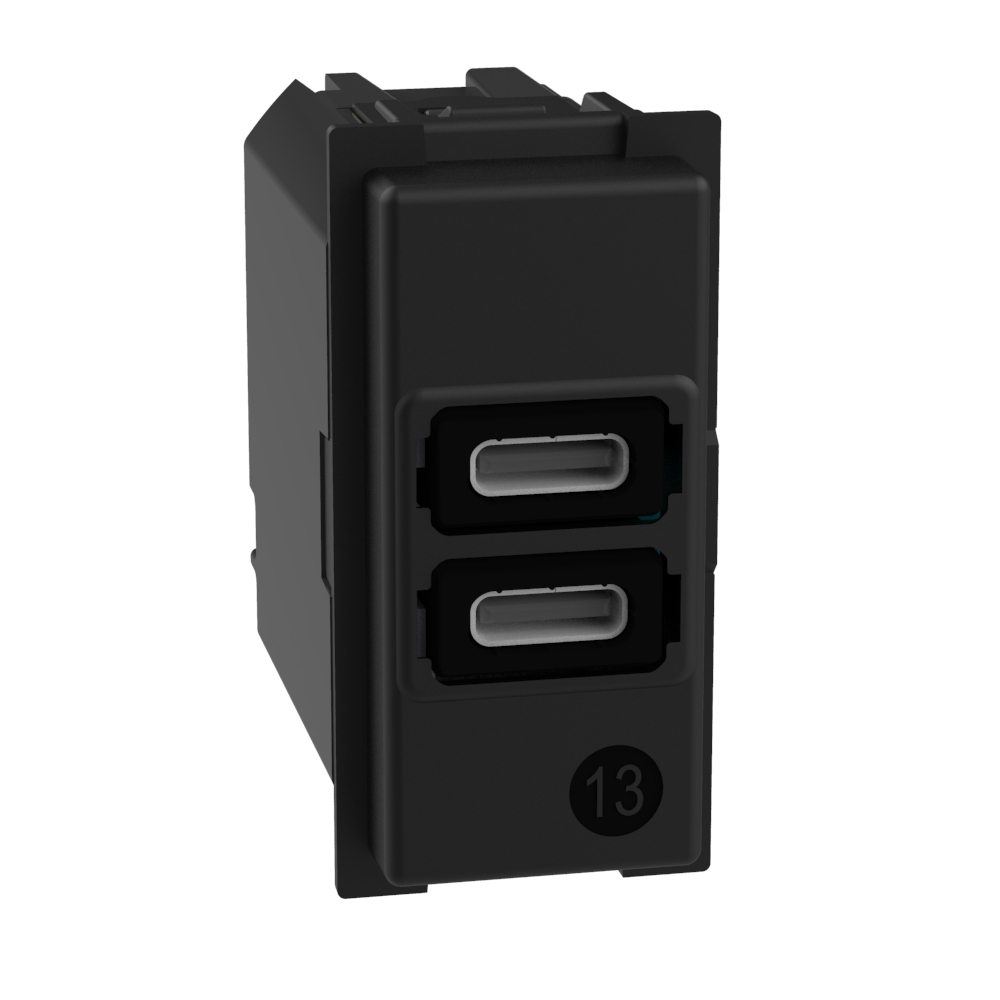 Toma cargador doble USB Livinglight Tipo A+C Antracita 1 módulo
